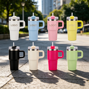 14 oz 20 oz Stainless Steel Tumbler With Handle Straw Lid Double Wall <b>Insulated</b> 304 201 Metal Travel Mug Custom Logo Car Cup - Product Image 1