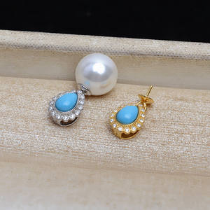 Colgante de Plata S925 con Forma de Gota, para Mujer, con Incrustaciones de Perlas, Accesorios JG5215, Bandeja Vacía para Abalorios, Colgante para Cuentas de 7-13 mm - Product Image 2