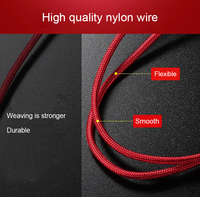 Diskon besar untuk Samsung Android Biru Hitam Merah Perak OEM ODM V8 nilon mikro dikepang 1.5M USB micro-usb kabel Data pengisian cepat
