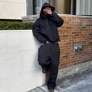 Ensemble Sweatpants et Hoodie Personnalisé Heavyweight Oversize Délavé à l'Acide avec Sérigraphie Broderie Manches Strass Détruits - Product Image 2