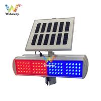 Luz de Advertencia Intermitente Roja y Azul LED con Energía Solar, Baliza Estroboscópica Inalámbrica, Señal de Seguridad y Disuasión para Propiedades Privadas