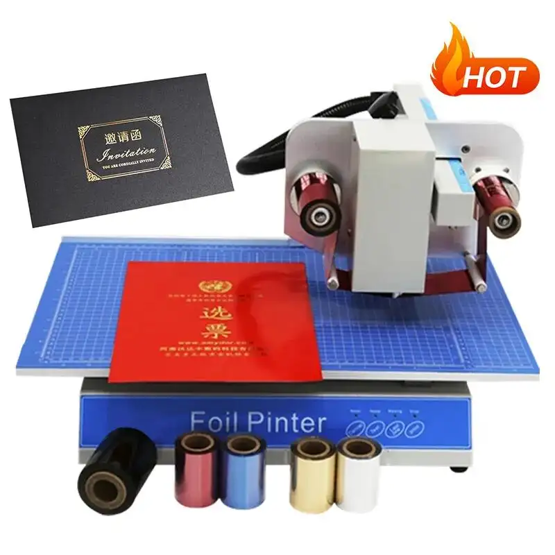 Bìa Sách Hướng Dẫn Sử Dụng Hot Foil Stamping Máy Bìa Cứng Giấy Da Vải PVC Vàng Foil Máy In