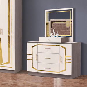 Juego de Muebles de Dormitorio Moderno de Lujo de 6 Piezas con Cama Doble Queen Size de Madera y Cómoda y Armario, Venta al Por Mayor de Calidad - Product Image 5