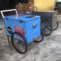 Chariot à glaces en acier inoxydable, chariot mobile pour la vente de glaces en rue