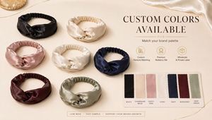 16 19 22mm Luxury Custom Standard Pure Mulberry Solid Color <b>Silk</b> Satin Skinny <b>Headband</b> Hairbands - Product Image 4