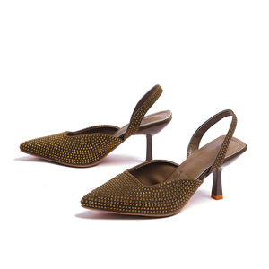 รองเท้าส้นสูงแบบส้นเข็มหัวปิด ดีไซน์โซ่เก๋ไก๋ แฟชั่นใหม่ล่าสุด ไซส์ใหญ่พิเศษ ไซส์ 43 สำหรับฤดูร้อน - Product Image 2