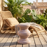 Tabouret décoratif multifonctionnel 2-en-1 Wabi-sabi finition brillante et table d'appoint intérieure/extérieure pour la maison et l'hôtel