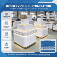 Comptoir de présentation pour boulangerie, vitrine de présentation pour desserts et aliments, table de présentation incurvée pour boulangerie, personnalisation complète du magasin