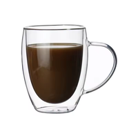 2024 Tasse à café en verre borosilicate transparent résistant à la chaleur à double paroi avec poignée