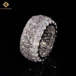 Anillos de Boda Personalizados al por Mayor, Anillos de Fiesta de Plata Esterlina S925 con Pavé Completo, Anillo de Eternidad con Moissanita VVS, Anillo de Fábrica - Product Image 1