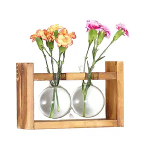 Nuovo Vintage due lampadine Vintage decorazioni per la casa ornamenti regalo cornice fiore idroponico vaso di vetro e vasi di cristallo tavolo in legno