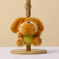 Pendentif de sac en peluche mignon chien brun, porte-clés poupée, jouet chiot en peluche personnalisé pour cadeaux promotionnels - Vente en gros
