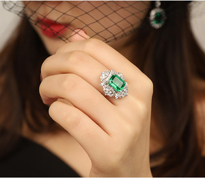 Tùy Chỉnh 18K Vàng Mạ Nhẫn Chúng Tôi 4 #-12 # Đồ Trang Sức Hoa Hình Dạng Mian Đá Ngọc Lục Bảo Đá Quý Kim Cương Vàng Ngón Tay Nhẫn Cho Phụ Nữ Món Quà - Product Image 5