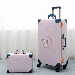 Retro Rolling Luggage Spinner Vintage Leder Trolley Koffer mit Rad Frauen Trolley Reisetasche Männer Handgepäck