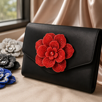 Applique florale 3D en strass Selina Crystal, faite à la main, à trois couches, pour chaussures, sacs, vêtements, accessoires pour cheveux