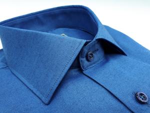 Vente en gros Chemise habillée en chambray pour homme avec col classique Tissu sergé teint en fil respirant Slim Fit pour le printemps - Product Image 4