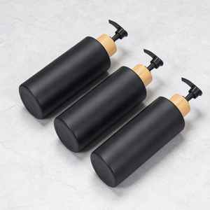 ขวดปั๊มพลาสติกแบบเติมได้สุดหรูพร้อมปลอกไม้ไผ่ธรรมชาติสำหรับบรรจุภัณฑ์แชมพูและครีมนวดผม - Product Image 3