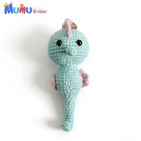 Porte-clés Hippocampe Bleu Fait Main au Crochet, Amigurumi Animal Marin Tricoté, Pendentif de Sac et Anneau Porte-clés
