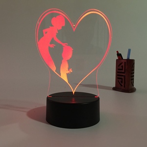 Lámpara Nocturna LED 3D USB, Lámpara <span class=keywords><strong>de</strong></span> Mesa Decorativa con Diseño <span class=keywords><strong>de</strong></span> Madre e Hija, Iluminación <span class=keywords><strong>de</strong></span> 7 Colores para Dormir Bebés, Regalo para el Día <span class=keywords><strong>de</strong></span> la Madre - Product Image 1