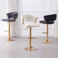 Chaise de bar nordique, mobilier de comptoir, métal, velours, pivotante, cuir, haute, dorée, moderne, luxe, tabouret de cuisine, chaises de bar pour table de bar