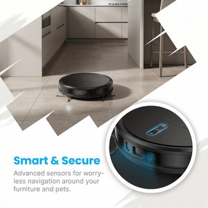 Aspirateur robot intelligent 3-en-1, combo aspirateur et serpillière automatique pour le nettoyage de toute la maison - Product Image 4
