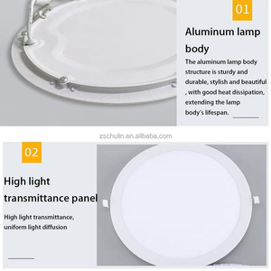 交流85-265伏室内超薄铝圆形方形发光二极管面板灯3W 6W 9W 10W 12W 15W 18W 20W 24w嵌入式天花板面板灯 - Product Image 5