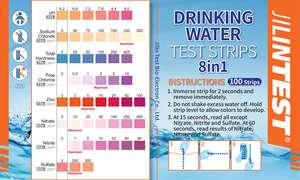8in1 완벽한 음용수 테스트 키트 100개 스트립 우물 수도 가정 도시 물 테스트 스트립 염소, 경도, pH 등 - Product Image 6