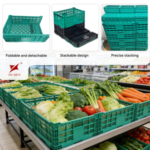 Caja de Plástico Plegable Perforada, Cesta de Almacenamiento Apilable, Transpirable y Duradera, para Logística de Cadena de Frío, Frutas Frescas - Product Image 3