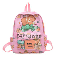 Sac à dos enfant personnalisé avec imprimé capybara, léger, bretelles réglables, respirant, décompression, pour l'école primaire