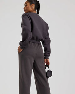 <b>Women</b> Winter Wide Leg <b>Trouser</b> Sweatpants 100% Cotton <b>Fleece</b> Elastic Waist Breathable Custom Logo Streetwear - Product Image 6