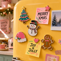 Custom Christmas Enamel Fridge Magnet Snowman Santa Gingerbread Xmas Tree Hard Enamel Gold Metal Holiday Magnet
