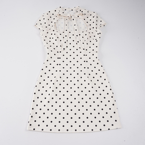 Minivestido ajustado con cintura anudada y lunares para mujer, vestido corto elegante y gracioso - Product Image 2