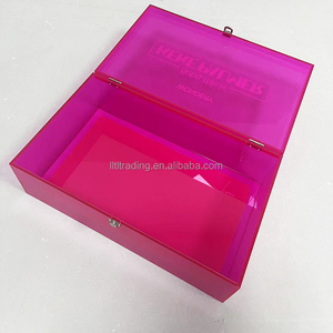 Venta al por mayor paquete de impresión tapa con bisagra abatible personalizar San Valentín lujo acrílico bebé azul neón Rosa Cajas de Regalo para regalo - Product Image 4