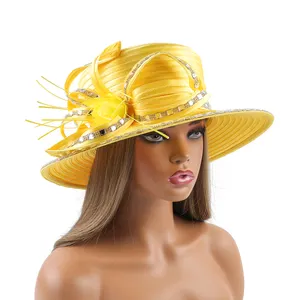 Cappello da chiesa in raso più popolare perfetto cappello da cerimonia fotografia unico di lusso cappello da sposa Fascinator formale fiore cappello a cilindro femminile