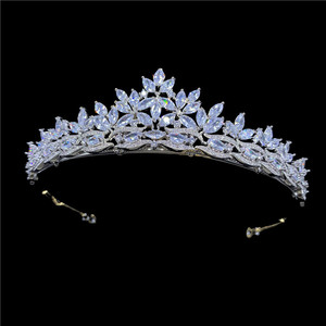 RE3628 Zircon <strong>Bridal</strong> Tiara Sparkling Copper Cubic Zirconia Wedding Headband Princess <strong>Hair</strong> <strong>Bands</strong> - Product Image 2