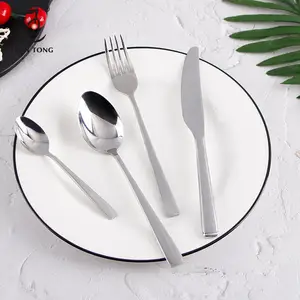 DianTong-Juego de cuchara y tenedor de plata para restaurante, cubiertos de acero inoxidable para boda, novedad