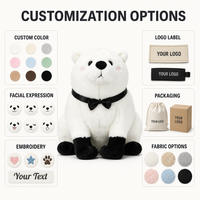 Boneka Beruang Kutub Kustom Langsung dari Pabrik, Berdasarkan Desain OEM ODM, Boneka Karakter Isi Dakron untuk Merek IP Asli