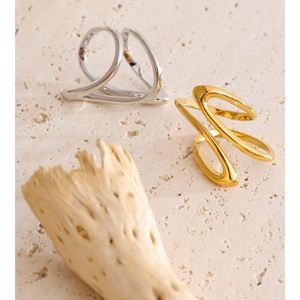 Jinyow 2364 minimalista impermeabile oro placcato in acciaio inox a spirale anello di <span class=keywords><strong>Design</strong></span> per gioielli da donna per abbigliamento da festa - Product Image 2