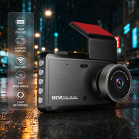 Caméra de tableau de bord automobile à objectif unique 1080P DVR avec contrôle par application WiFi, écran HD 4 pouces, batterie 150 mAh, alimentation USB mini, 64 Go