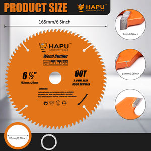 Sierras de <span class=keywords><strong>inglete</strong></span> de 6-1/2 pulgadas, hoja de sierra circular ATB de 80T y 20mm, hoja TCT con punta de carburo para madera, madera contrachapada laminada, maderas duras - Product Image 2