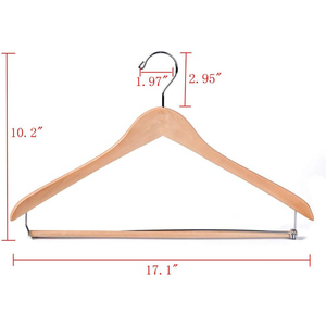 Wardrobe Space Saving Single Tier Anti-Slip Wooden Clothes Hanger with Premium Display for Clothing and Bags - Product Image 4