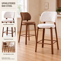 Tabouret de bar moderne OKAY avec dossier incurvé, coussin en tissu chenille, pieds en bois massif, couleurs au choix, chaise haute pour bar à domicile