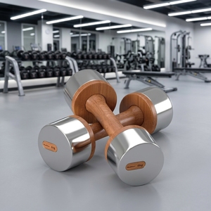 <span class=keywords><strong>Haltères</strong></span> en bois et en acier inoxydable, plusieurs tailles disponibles, adaptés aux exercices de fitness - Product Image 1