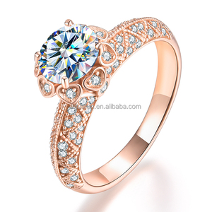 Anillo Chapado en Oro Rosa de 18K Certificado VVS1 D Color 1Ct Moissanite the <span class=keywords><strong>Milky</strong></span> Way, Plata de Ley 925, Joyería Fina para Boda para Mujer - Product Image 1