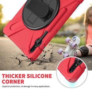 Custodia per Tablet in Silicone con Slot per Penna per <span class=keywords><strong>Samsung</strong></span> <span class=keywords><strong>Galaxy</strong></span> <span class=keywords><strong>Tab</strong></span> <span class=keywords><strong>S8</strong></span> <span class=keywords><strong>Plus</strong></span>/S7 <span class=keywords><strong>Plus</strong></span>/S7 FE, Supporto Girevole Universale e Tracolla - Product Image 6