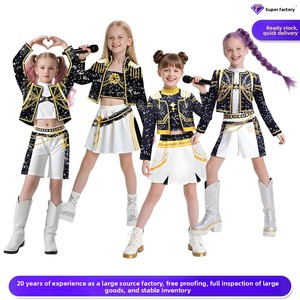 Nuevo Conjunto de Disfraces de Cazadora de Demonios y Brujas para Niñas 2026, para Halloween, en Negro y Dorado, de Poliéster - Product Image 3
