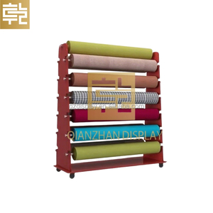 Nhà Sản Xuất Tùy Chỉnh Hai Mặt Vải Cuộn Chủ Hiển Thị Giá Bán Lẻ Thảm Kệ Khăn Trải Bàn Da Đứng Với Bánh Xe - Product Image 5