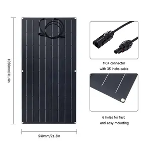 Черная Гибкая монокристаллическая солнечная панель ETFE 100 Вт для домашней системы солнечной энергии