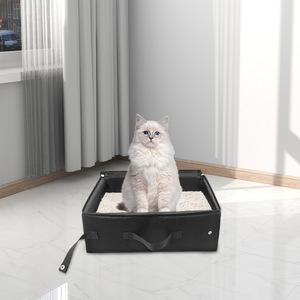 Bac à litière pour chat rectangulaire noir, taille unique, pliable, portable, imperméable pour chats - Product Image 2