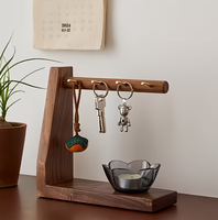 Porte-clés en bois massif écologique personnalisable avec crochet en laiton, support de rangement sur pied pour articles divers et téléphone, élégant pour couloir